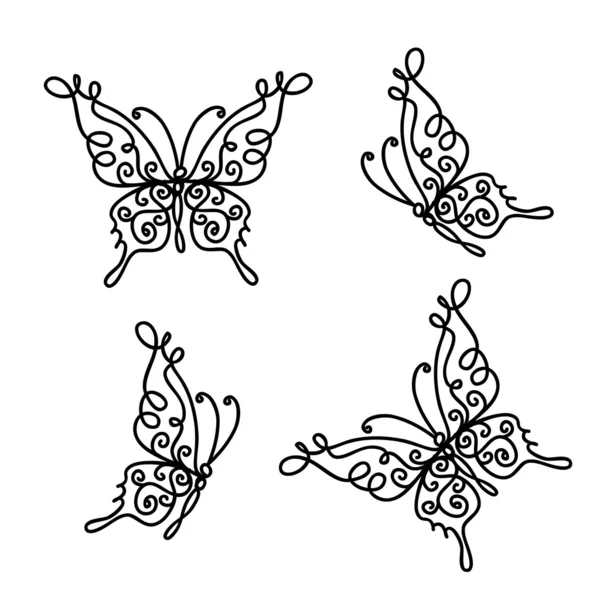 Conjunto de mariposas ornamentales para su diseño — Vector de stock