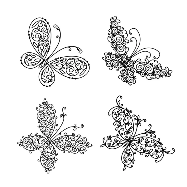 Набор декоративных бабочек для Вашего дизайна — стоковый вектор