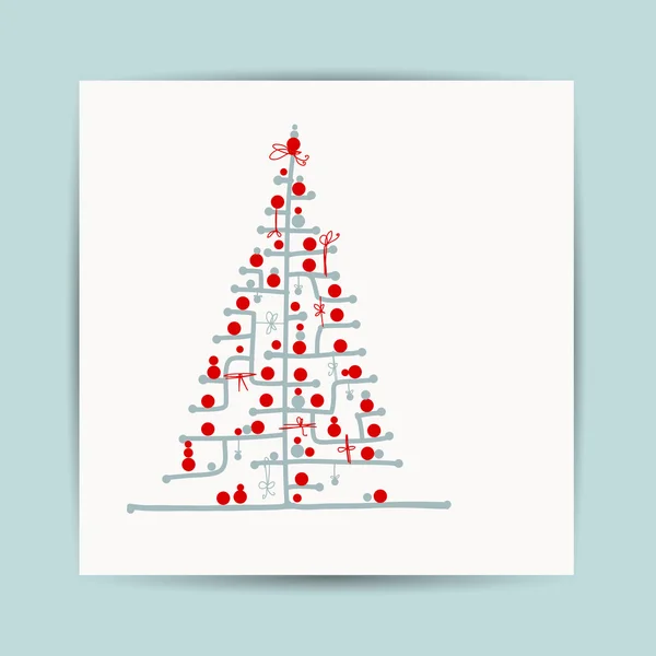 Albero di Natale, cartolina di design con posto per il testo — Vettoriale Stock