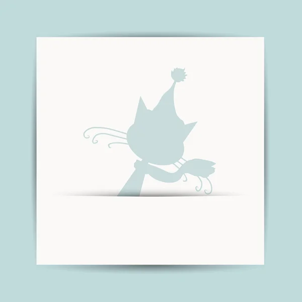Design cartolina di Natale con Babbo Natale gatto — Vettoriale Stock