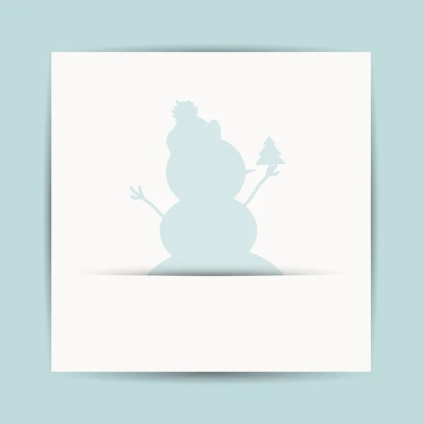 Happy snowman with christmas tree, postcard design — Stock Vector