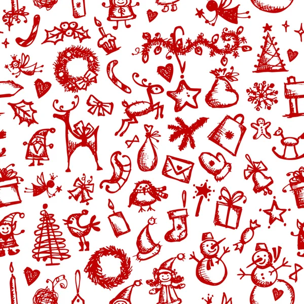 Esquisse sans couture de Noël pour votre conception — Image vectorielle