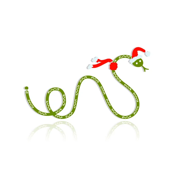 Snake in santa hat, symbol of chinese new year 2013 — Stock Vector