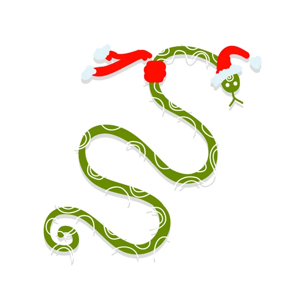 Змея в шляпе Санты, символ китайского Нового 2013 года — стоковый вектор