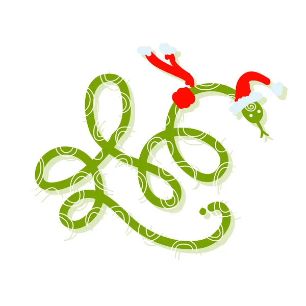 Snake in santa hat, symbol of chinese new year 2013 — Stock Vector