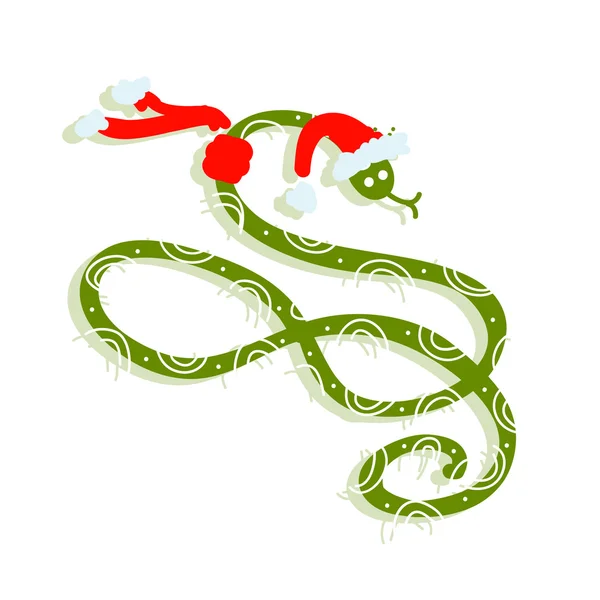 Snake in santa hat, symbol of chinese new year 2013 — Stock Vector