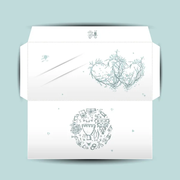 Дизайн свадебного конверта — стоковый вектор