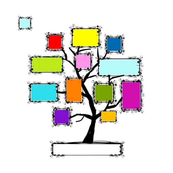 Árbol de arte con marcos, lugar para su texto o foto — Vector de stock