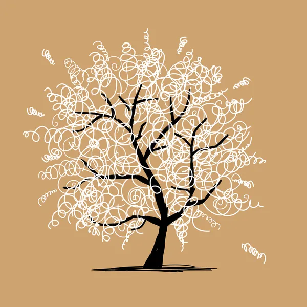 Árbol frizzy abstracto para su diseño — Vector de stock