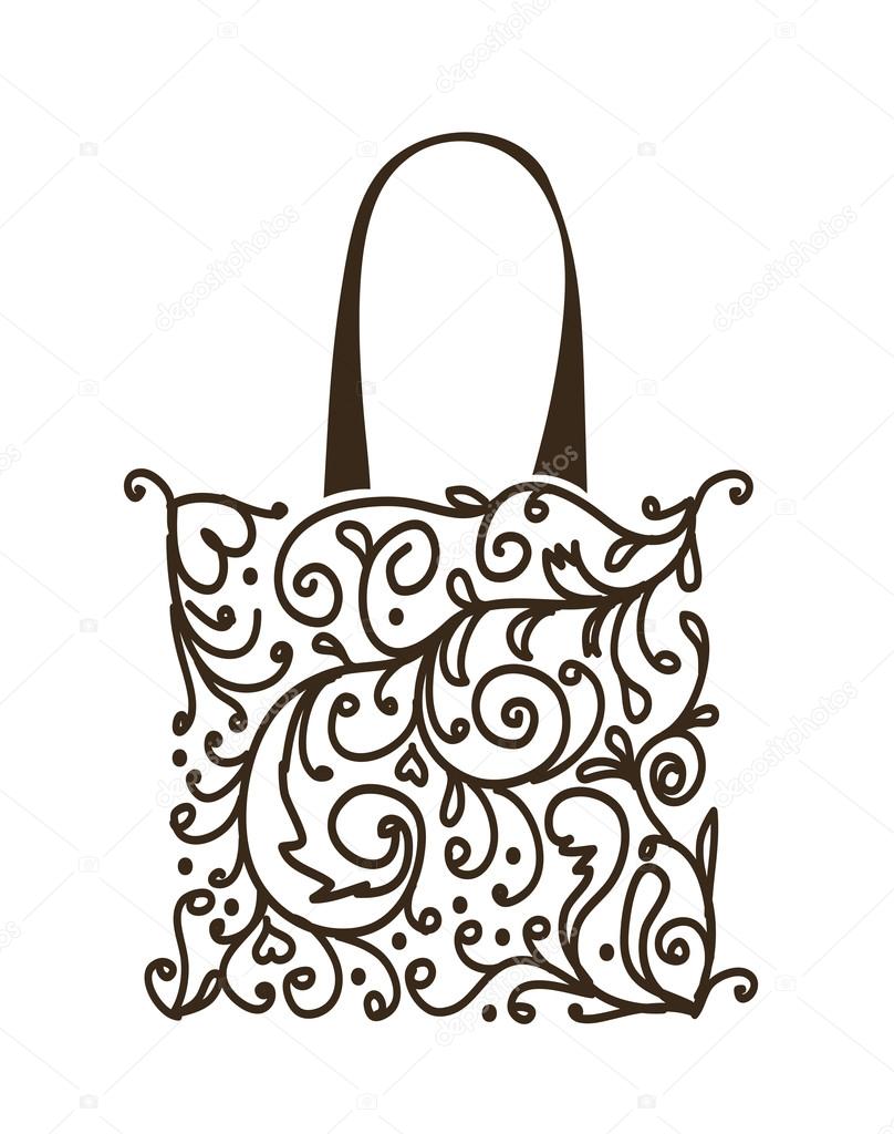 Shopping bag design, floral ornament Stock Vector by ©Kudryashka 16018659