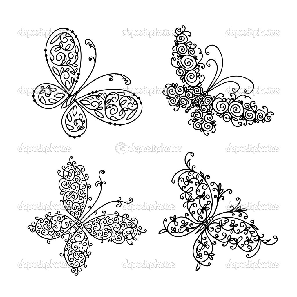 Set of ornamental butterflies for your design