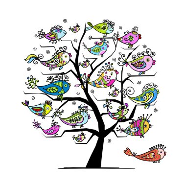 Sanat ağacı ile tasarımınız için komik balıkçı