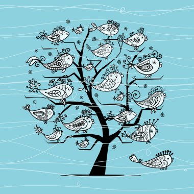 tasarımınız için komik balıklar ile sualtı ağacı