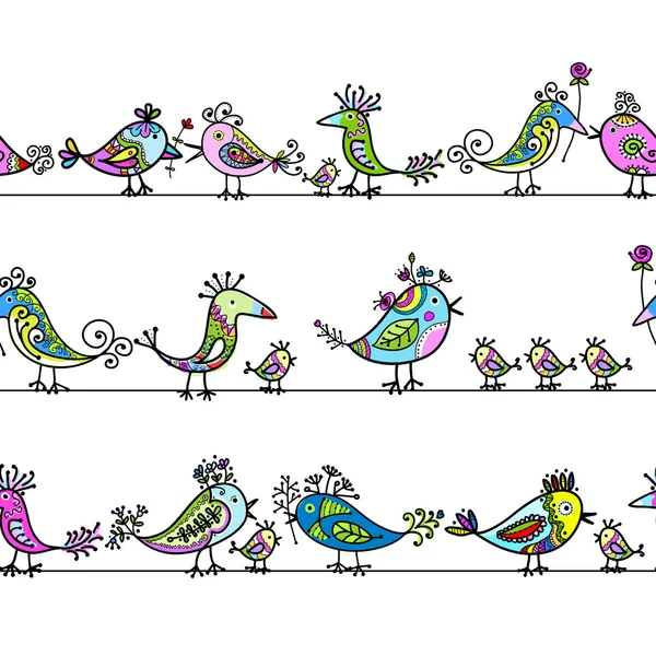 Śmieszne ptaki, wzór dla projektu — Wektor stockowy