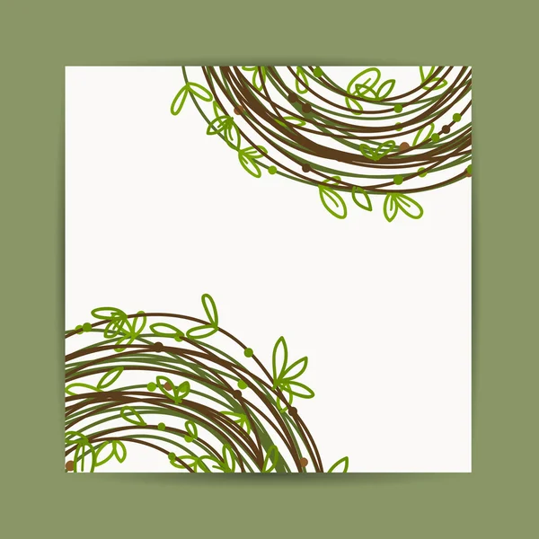Postkarte mit grüner Blattdekoration für Ihr Design — Stockvektor