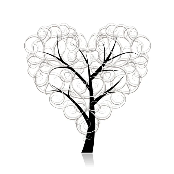 Árbol de amor, forma de corazón para su diseño — Vector de stock