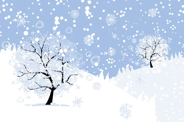 Tasarımınız için kış ağaç. Noel tatili. — Stok Vektör