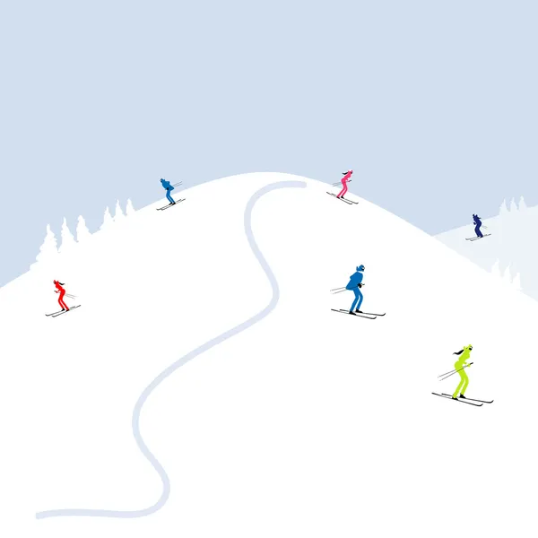 Ski, winter berglandschap voor uw ontwerp — Stockvector