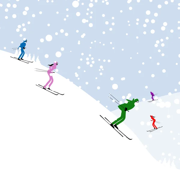 Ski, paysage de montagne d'hiver pour votre design — Image vectorielle