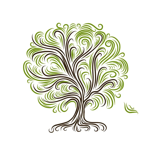 Árbol abstracto con raíces para su diseño — Vector de stock