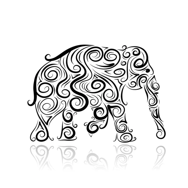 Ornamental elephant silhouette for your design — Stock Vector