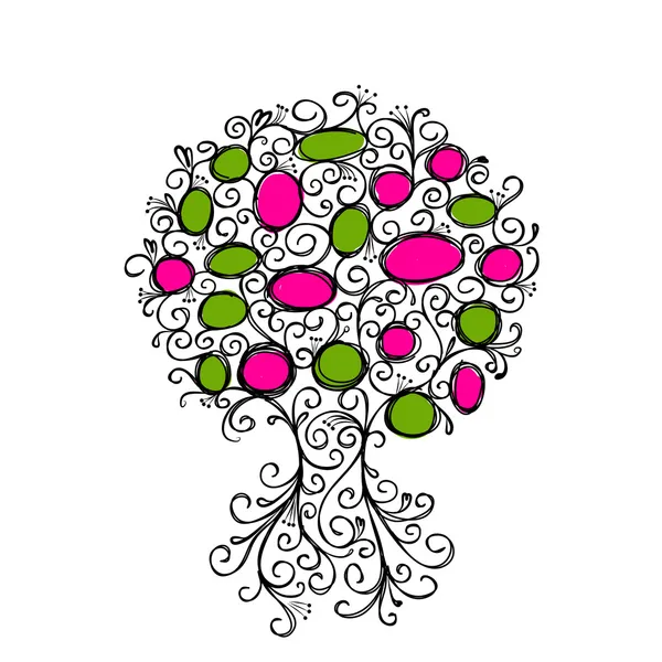 Árbol ornamental con marcos para su diseño — Vector de stock