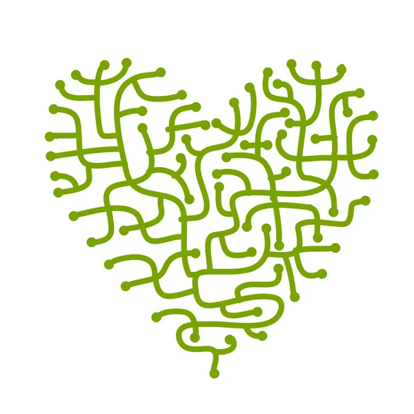 Labyrinthe d'amour, forme de coeur pour votre conception — Image vectorielle