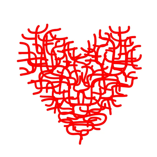 Croquis abstrait du coeur rouge pour votre design — Image vectorielle