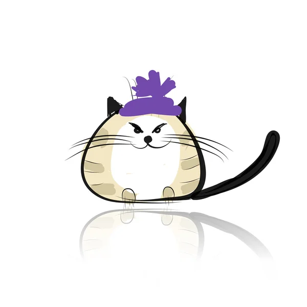 Funny cat in fashion hat for your design — Stock Vector