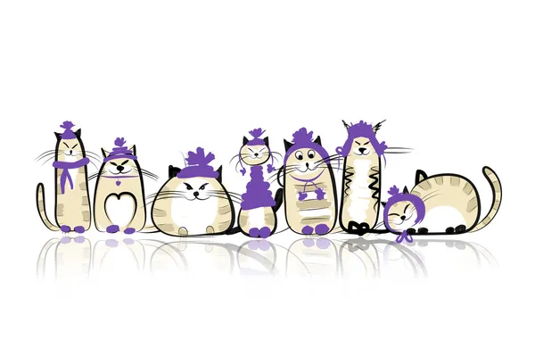 滑稽的猫家族为您的设计的 — 图库矢量图片