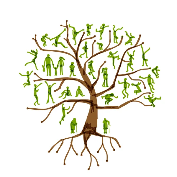 Släktträd, släktingar, silhuetter — Stock vektor