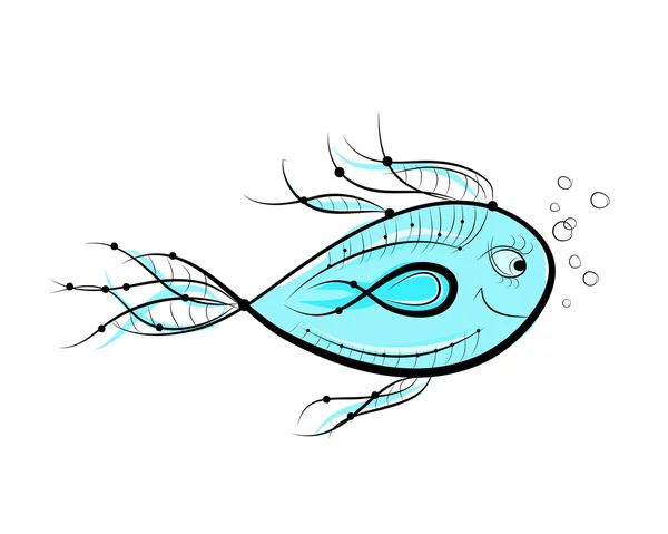 Croquis de poissons drôles pour votre conception — Image vectorielle