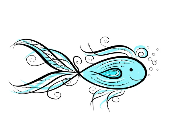 Bosquejo de peces divertidos para su diseño — Vector de stock