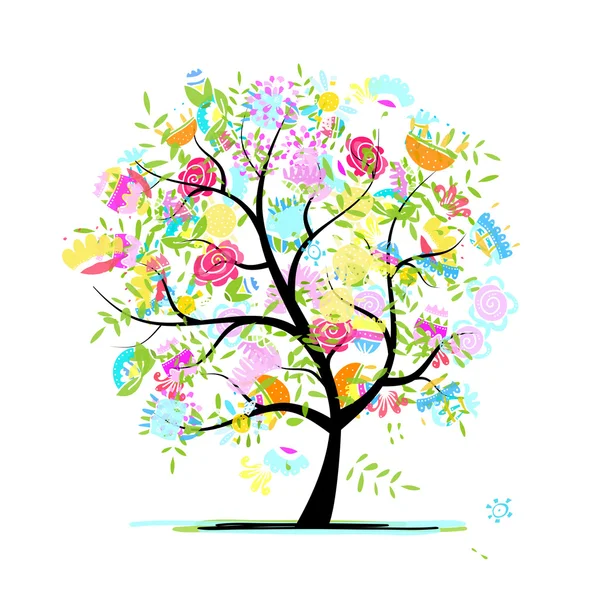 Sketch of floral tree for your design — Stock Vector