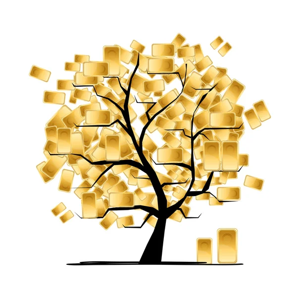 Altın ağaç konsept tasarım için — Stok Vektör