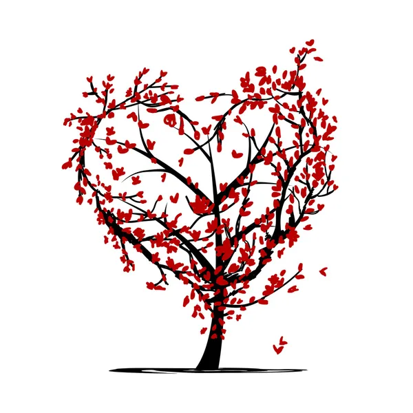 Árbol de amor para su diseño — Vector de stock