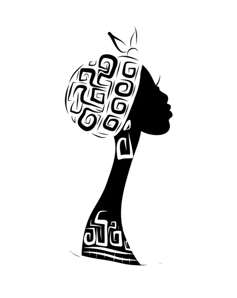 Weibliche Kopfsilhouette für Ihr Design, ethnisches Ornament — Stockvektor
