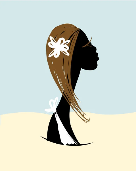 Female head silhouette for your design — Stock Vector