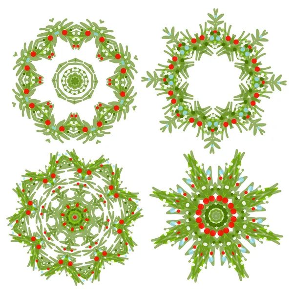 Set of christmas wreaths for your design — Stock Vector