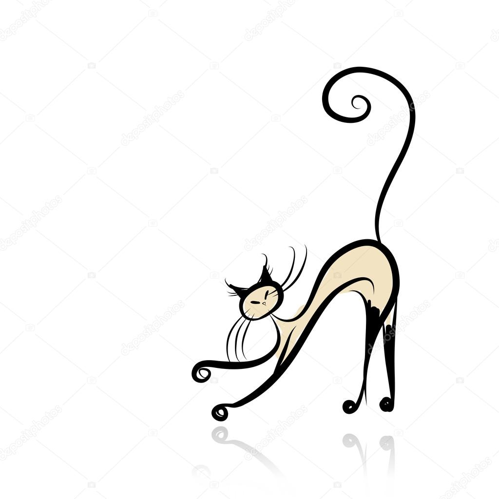 Graceful siamese cat for your design