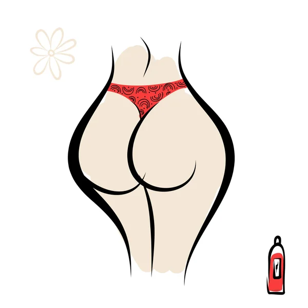 Sexy hembra nalgas en bragas — Vector de stock