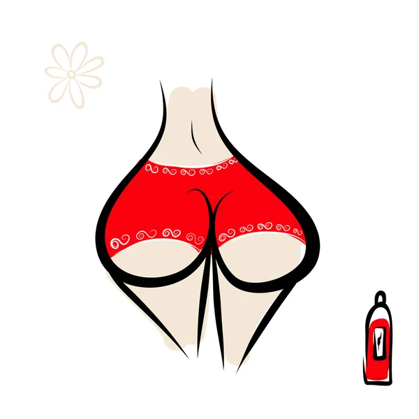 Sexy hembra nalgas en bragas — Vector de stock