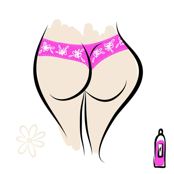 Sexy hembra nalgas en bragas — Vector de stock