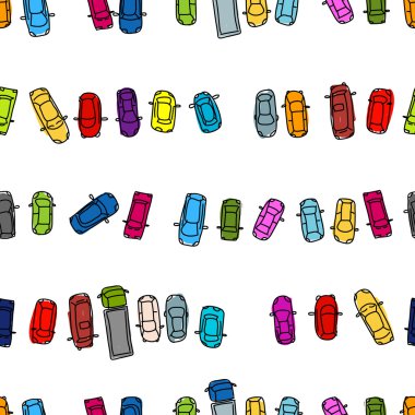 komik araba park yeri, seamless modeli üzerinde