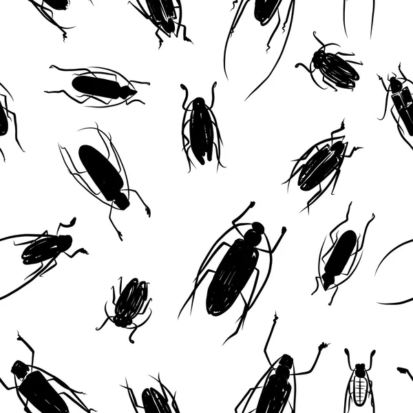 Skalbaggar skiss, mönster för din design — Stock vektor