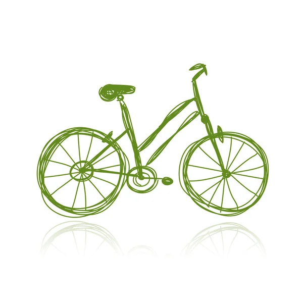 Bicycle green sketch for your design — Stock Vector