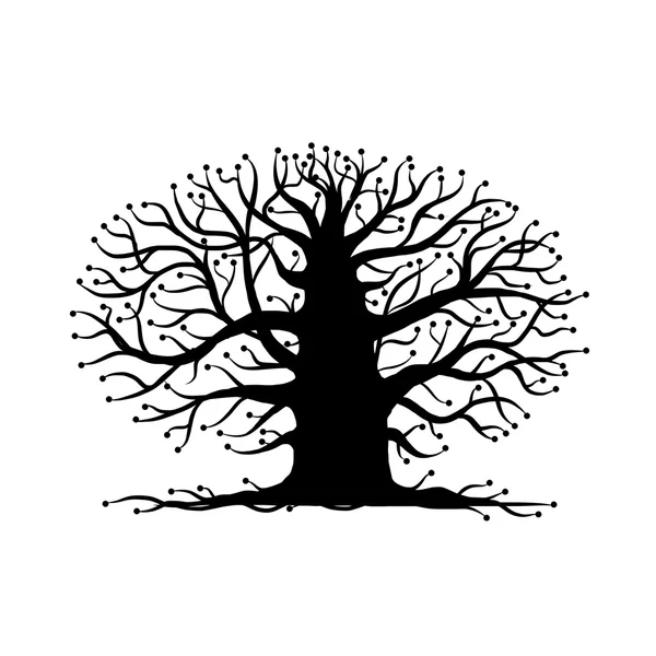 Vieil arbre nu, silhouette pour votre design — Image vectorielle