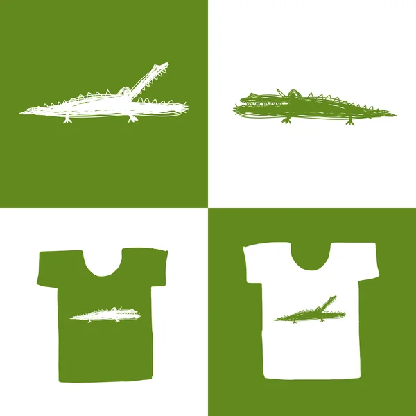 Crocodile boceto en camiseta blanca para su diseño — Archivo Imágenes Vectoriales