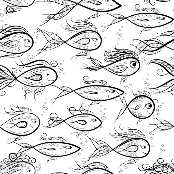 Modello senza cuciture con pesci divertenti per il vostro disegno — Vettoriale Stock