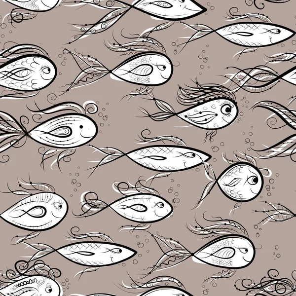 Modèle sans couture avec des poissons drôles pour votre conception — Image vectorielle